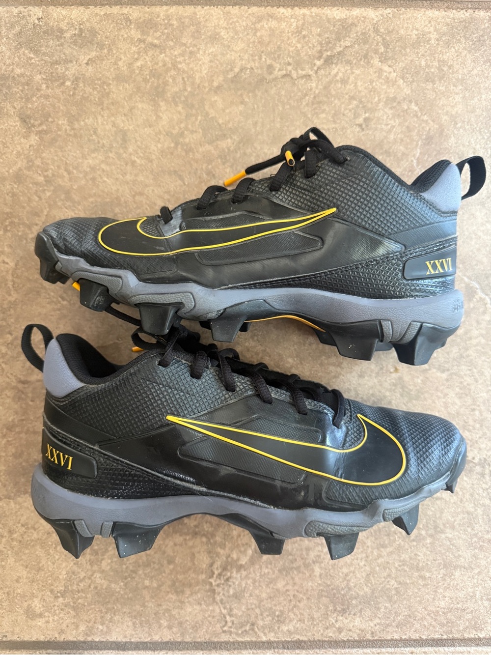 Nike Kids Black and Yellow Soccer Cleats XXVI